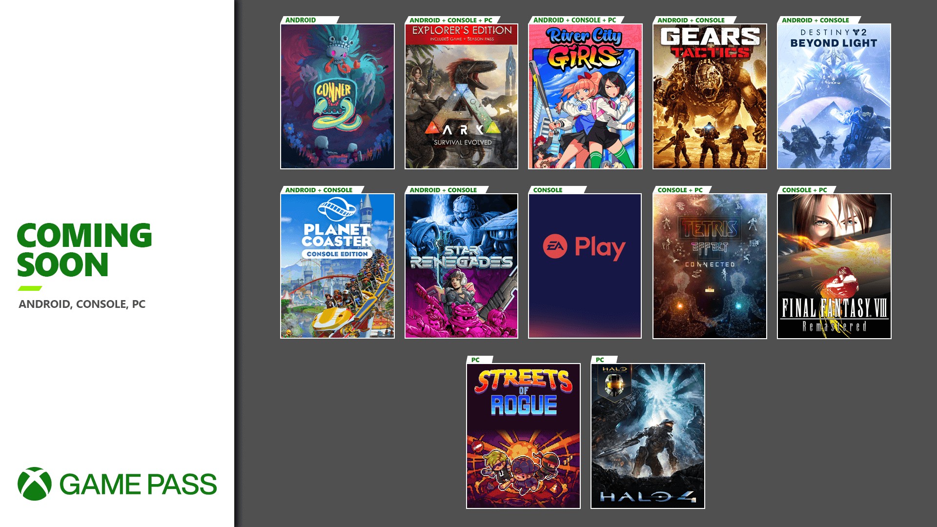 Xbox Game Pass - Coming Soon - November 2020