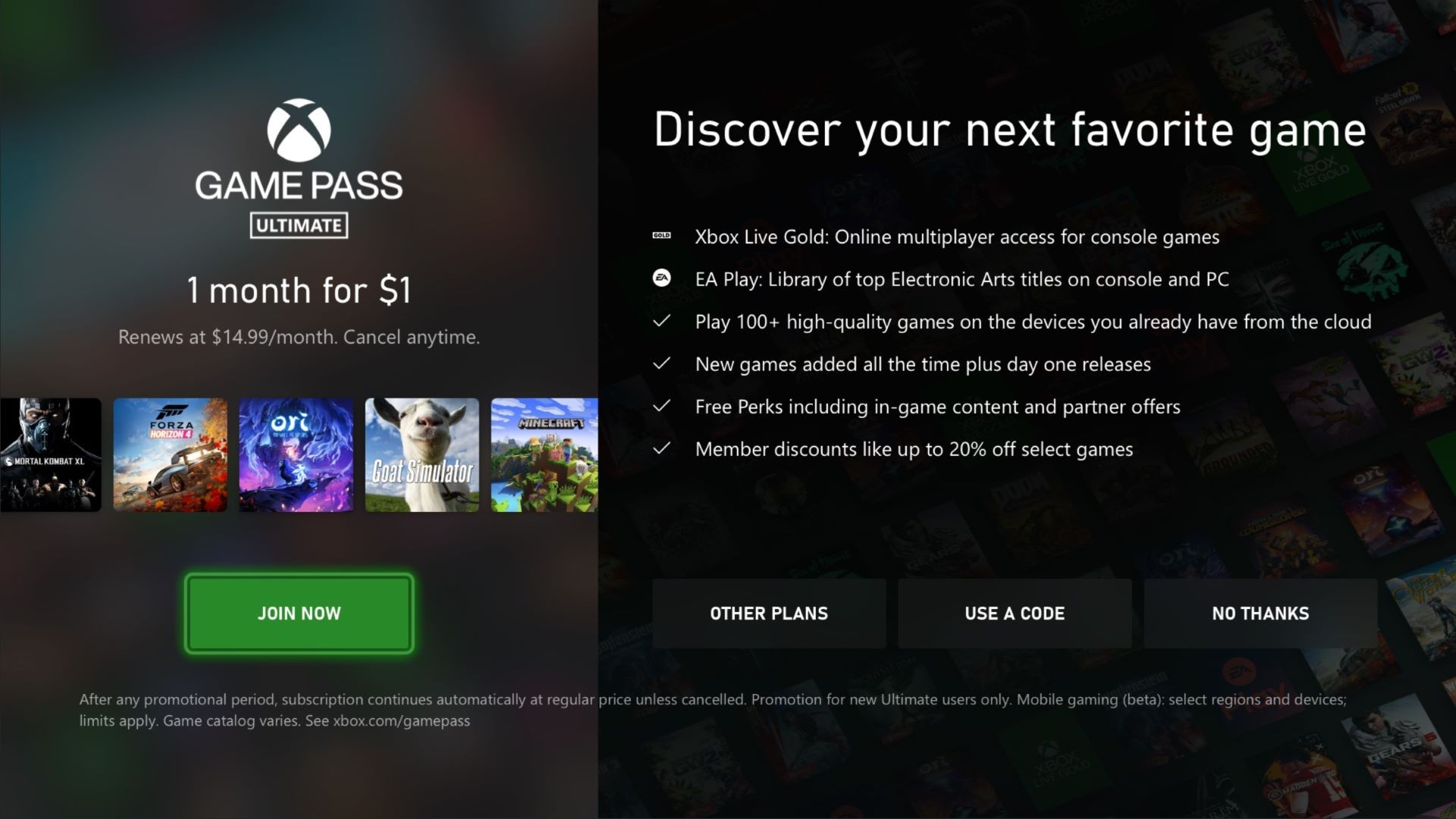 Xbox Game Pass Choose Your Plan Asset