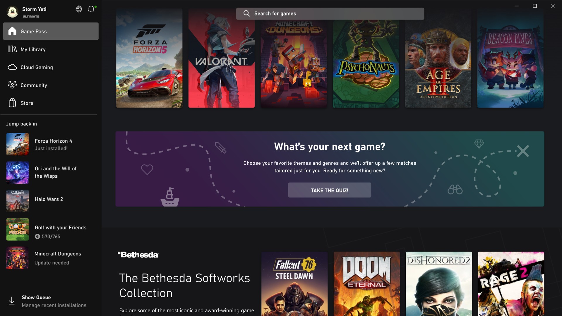 Xbox App on PC: Welcome Quiz Asset