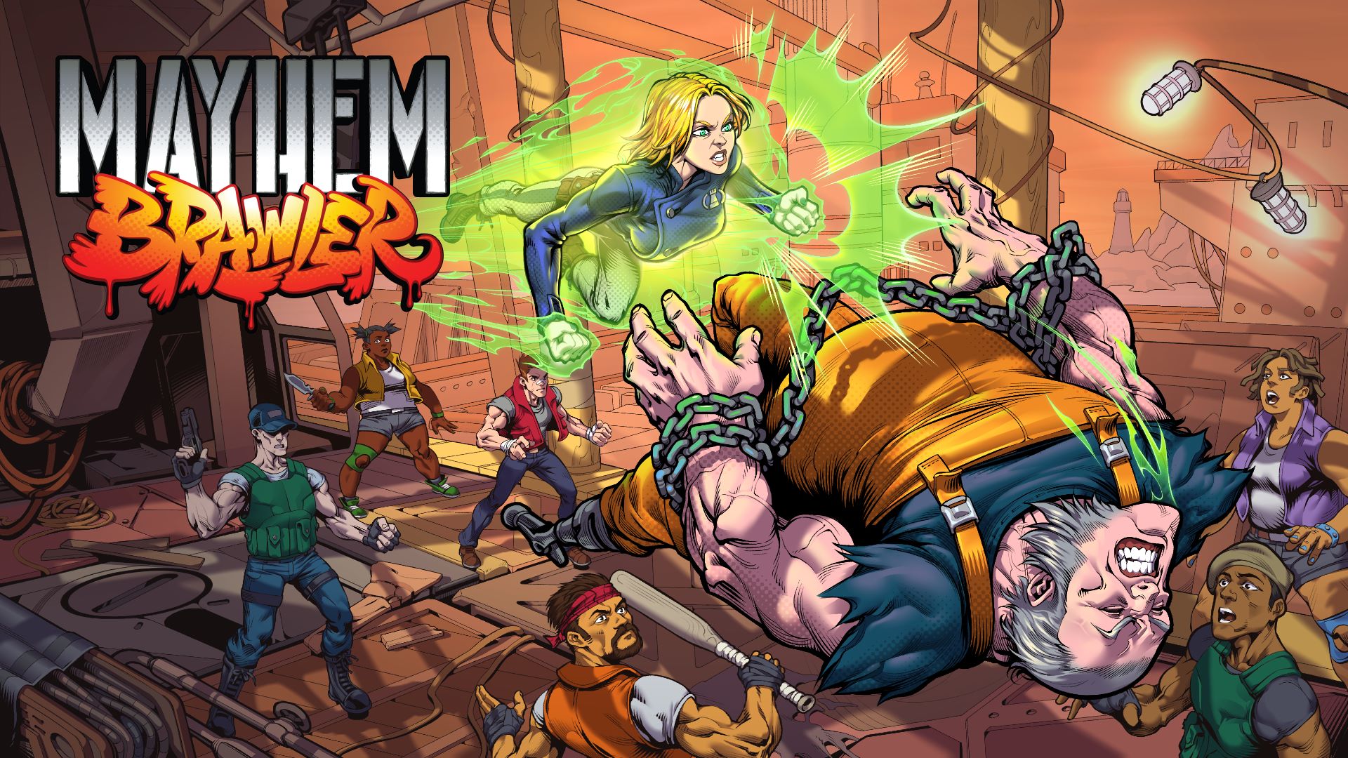Mayhem brawler titled key art
