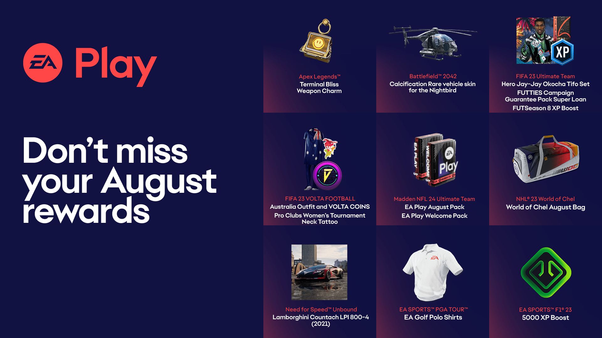 EA Play August Rewards