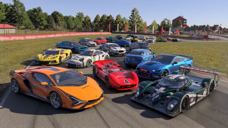 Cars on a racetrack