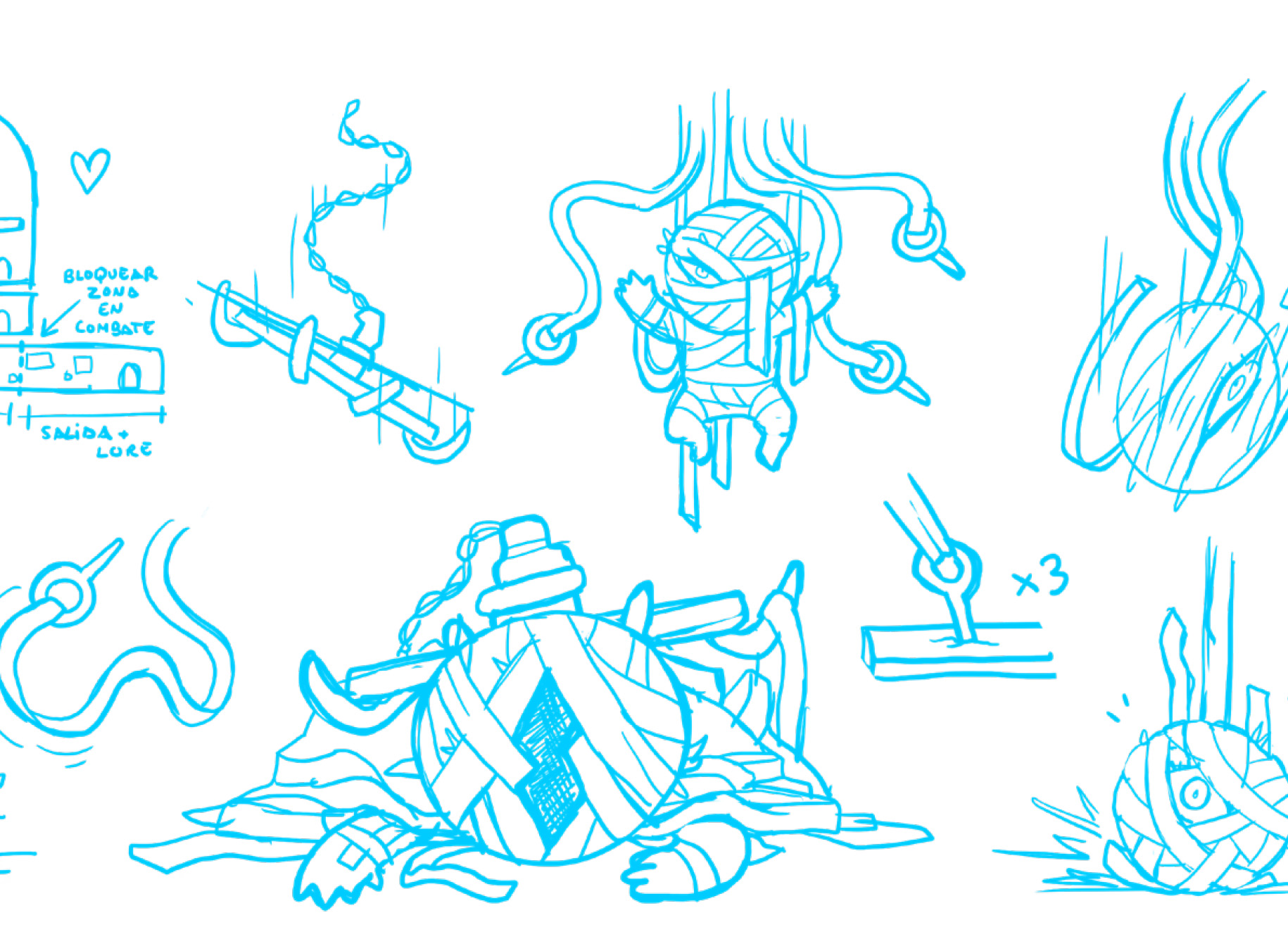Sketches of enemies in Ugly.