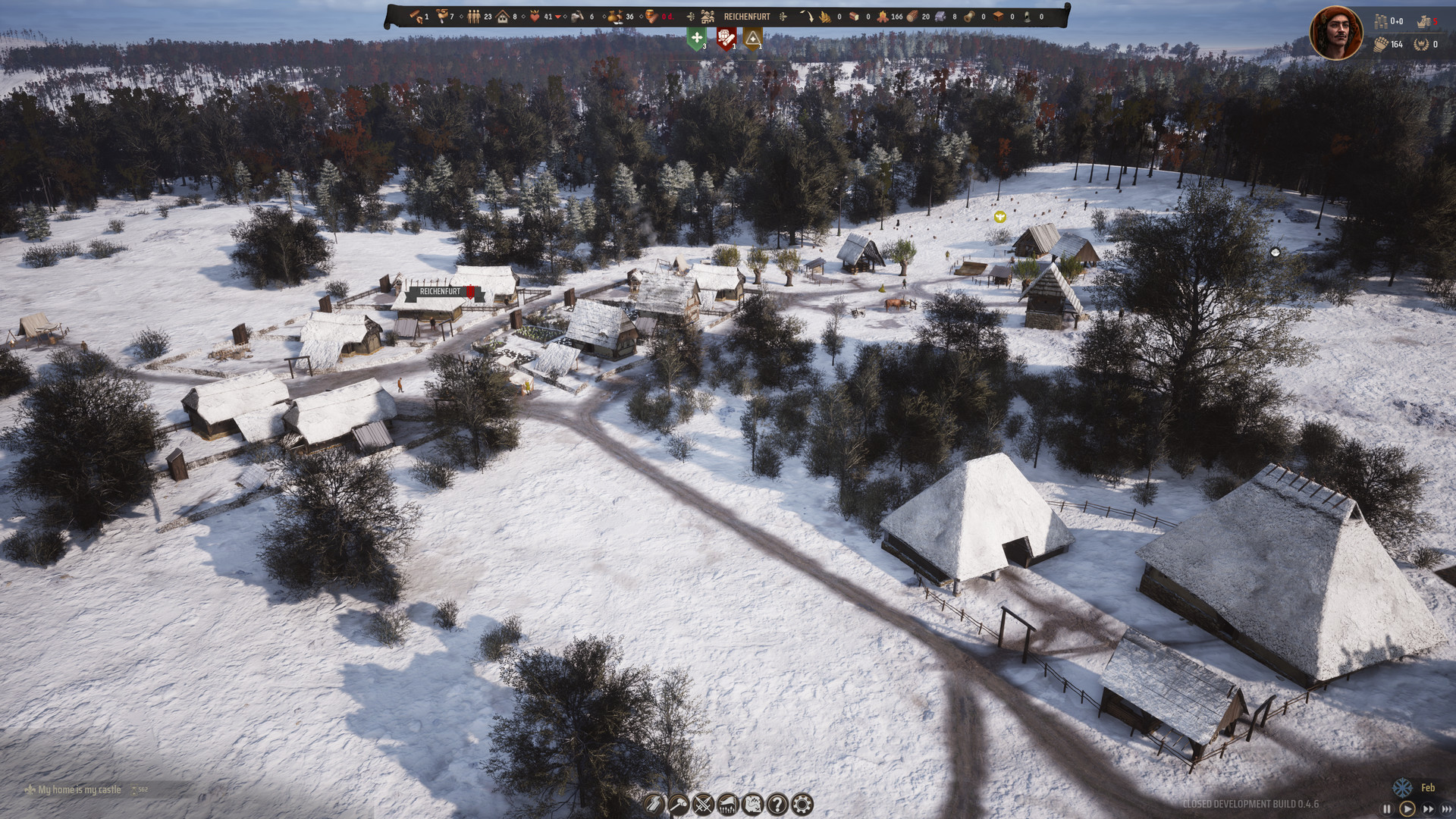 Screenshot showing snow in Manor Lords