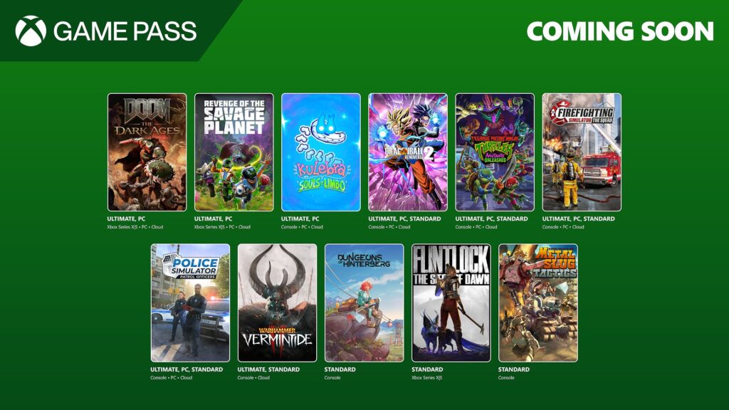 Coming to Game Pass: DOOM: The Dark Ages, Revenge of the Savage Planet, Dragonball Xenoverse 2, and More