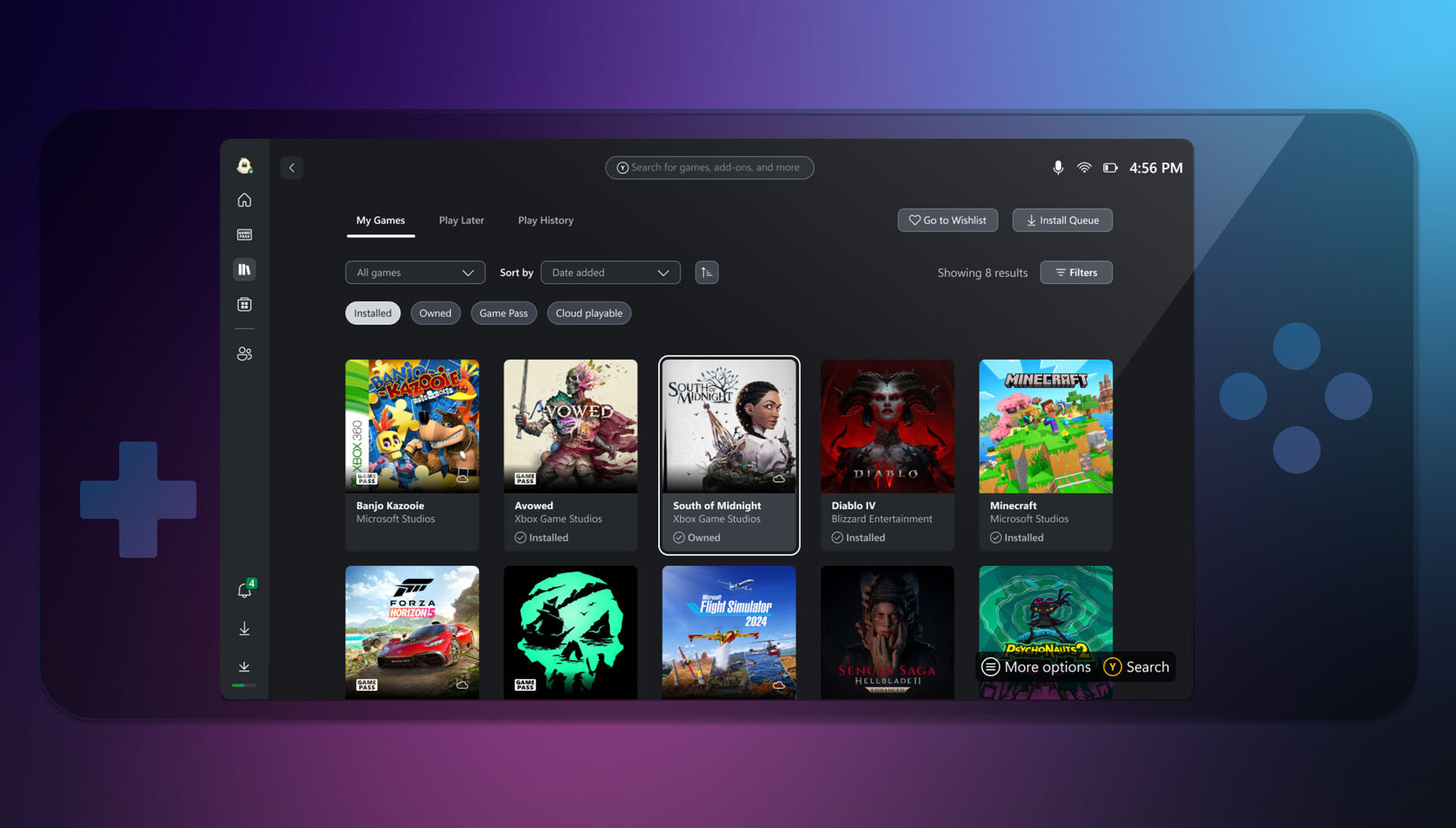 Controller Navigation in the Xbox PC App Asset