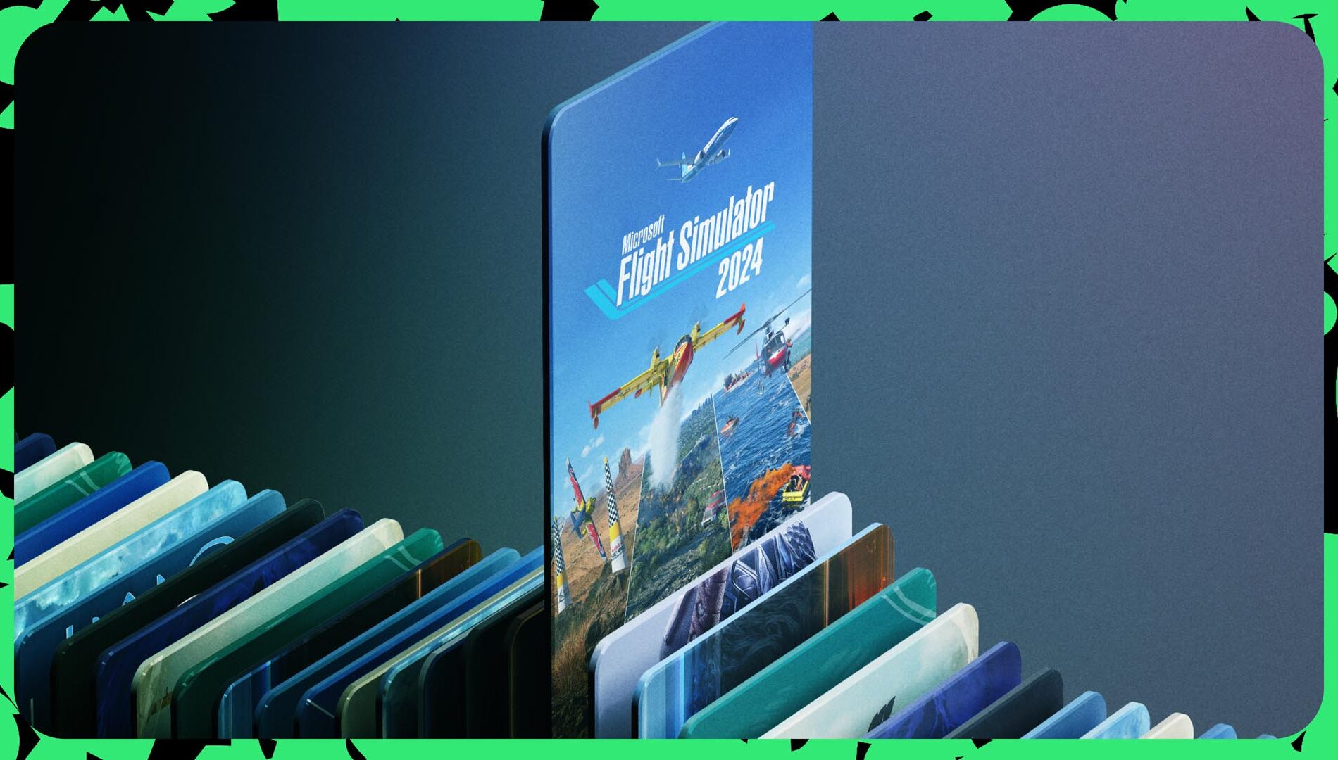 Culture of Play Infographic showing a library of games, with Microsoft Flight Simulator 2024 picked out