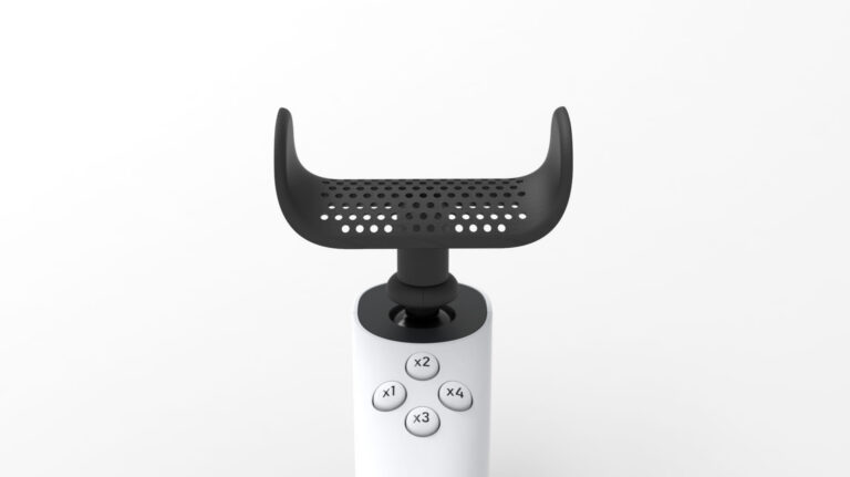 The new XBOX Adaptive Thumbstick Topper Goal Post shape attached to the XBOX Adaptive Joystick.