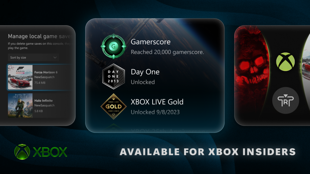 Microsoft libera para XBOX Insiders melhorias no Home, gerenciamento de saves locais e novas insígnias de perfil