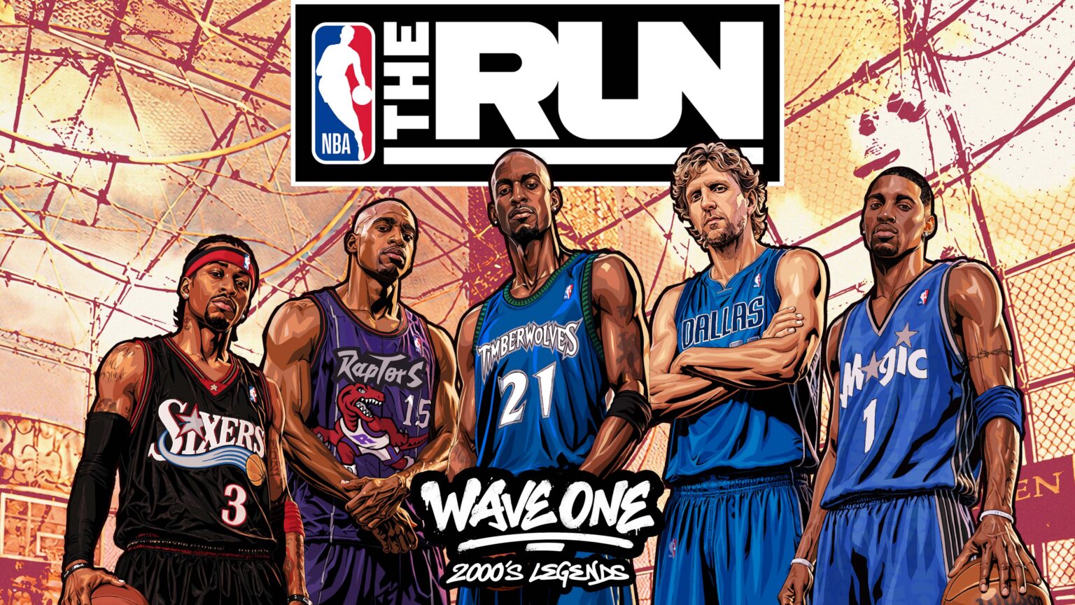 Allen Iverson, Kevin Garnett, Vince Carter, Tracy McGrady y Dirk Nowitzki aparecen en el arte oficial de NBA The Run Wave One