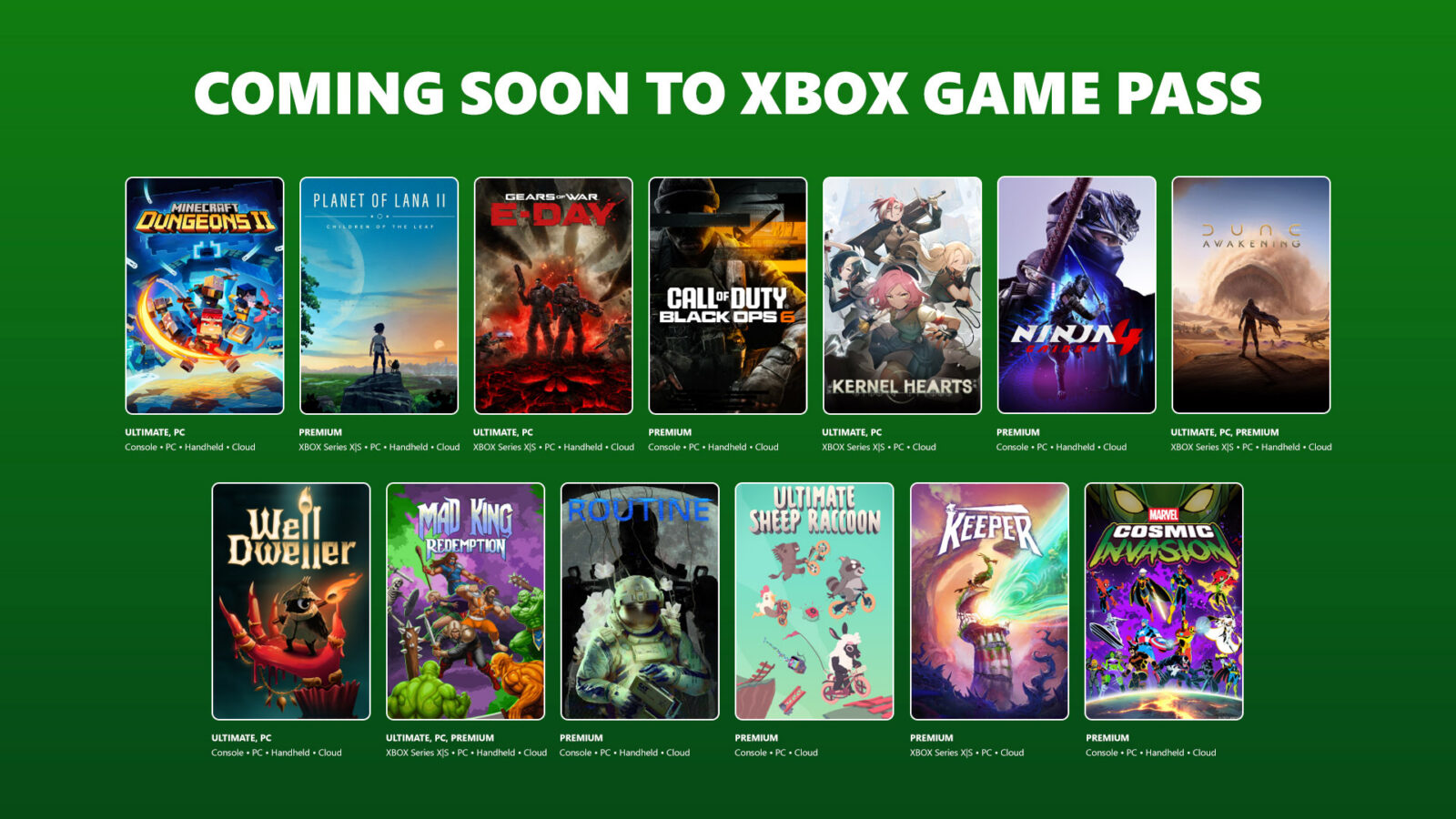 XBOX Game Pass Coming Soon - SEPT 15 HERO ART