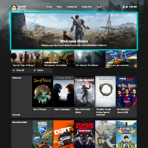 Xbox Game Pass Tab on Xbox One UI