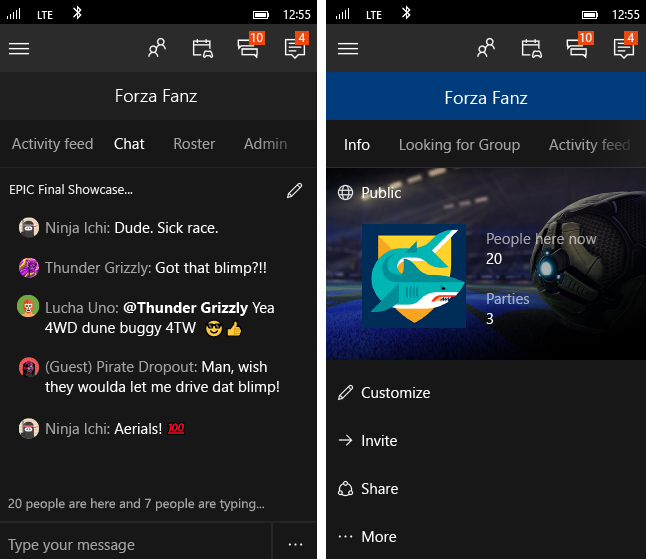 Clubs on Mobile Forza
