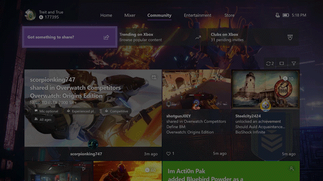 Community Feed on Xbox One