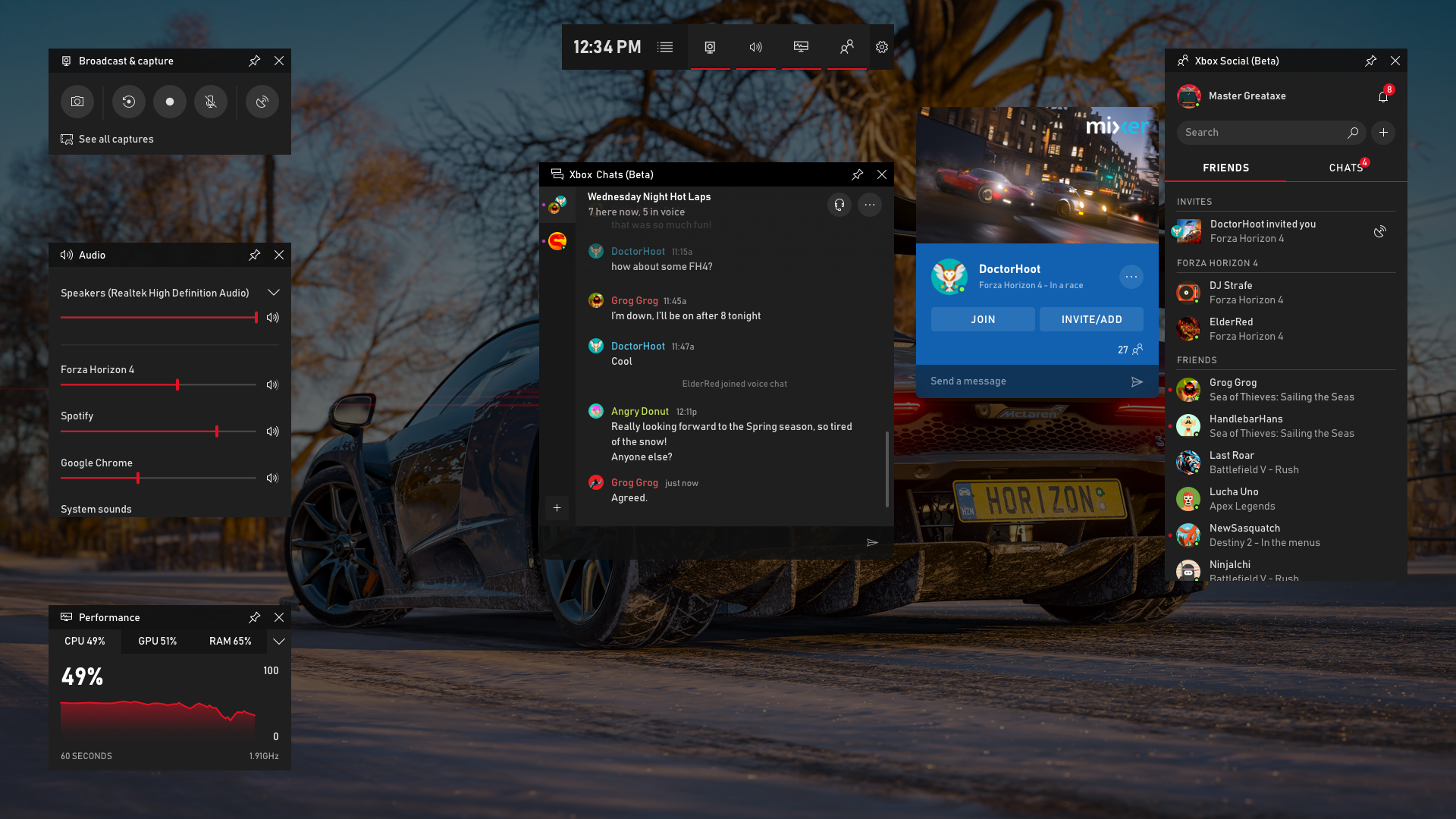 Game Bar Forza Mixer Chat