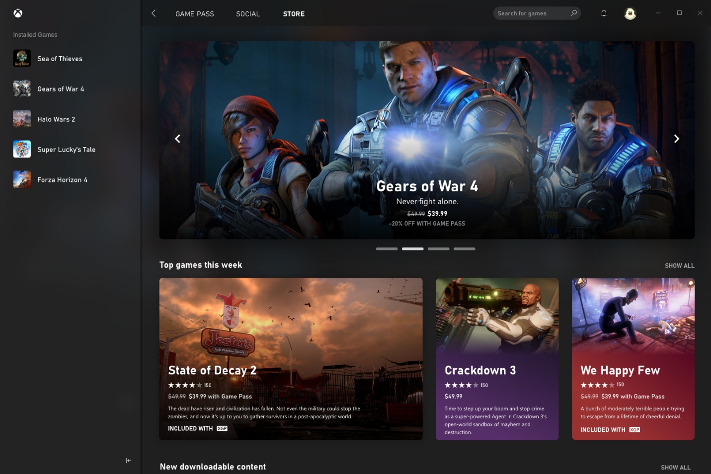 Game Pass Store Tab