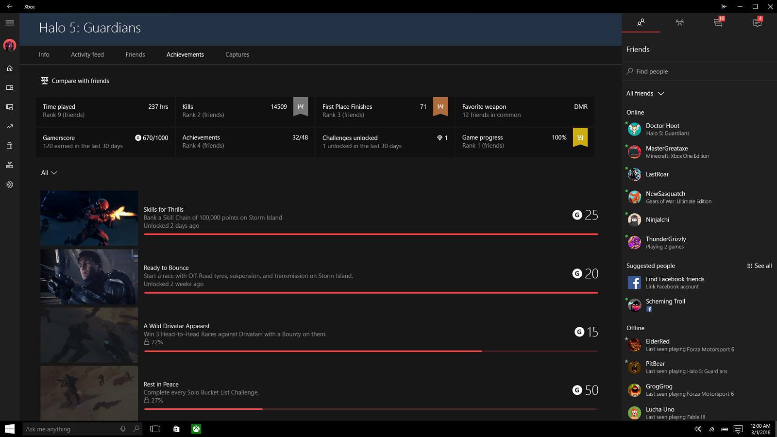 Screenshot of Gamerscore leaderboard