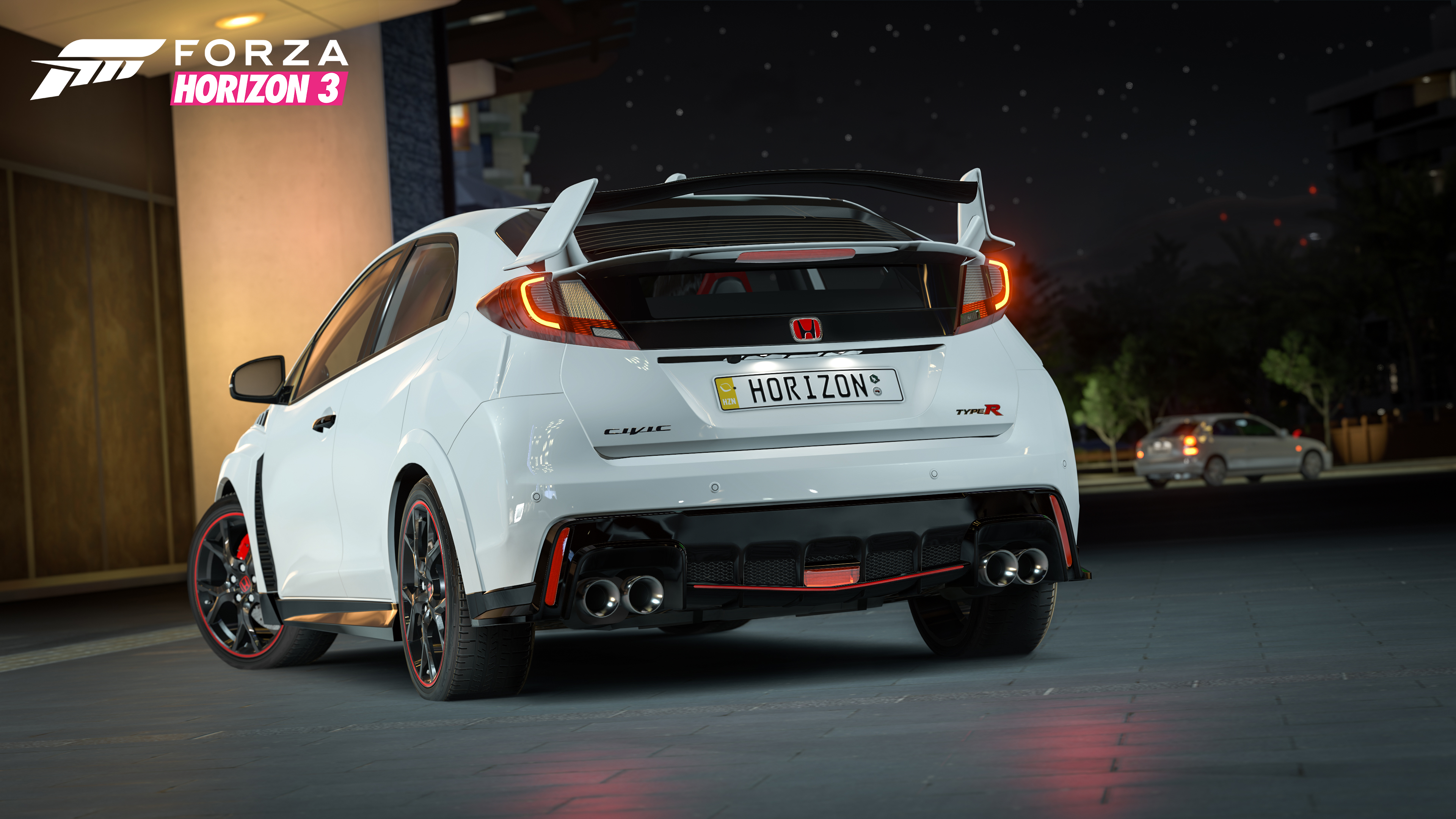 White Honda Civic Type R in "Forza Horizon 3."