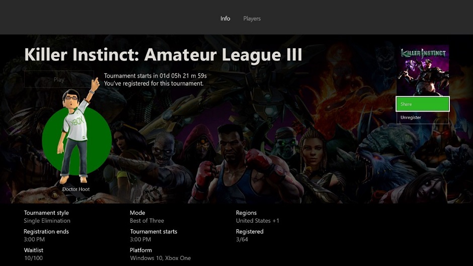 Killer Instinct Tournament Screenshot