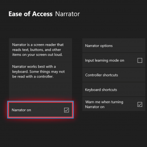 Narrator in settings
