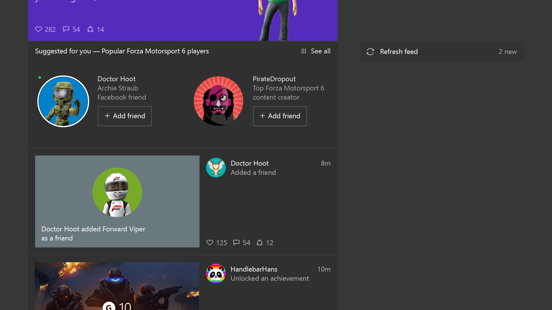 Updating Activity Feed Screenshot