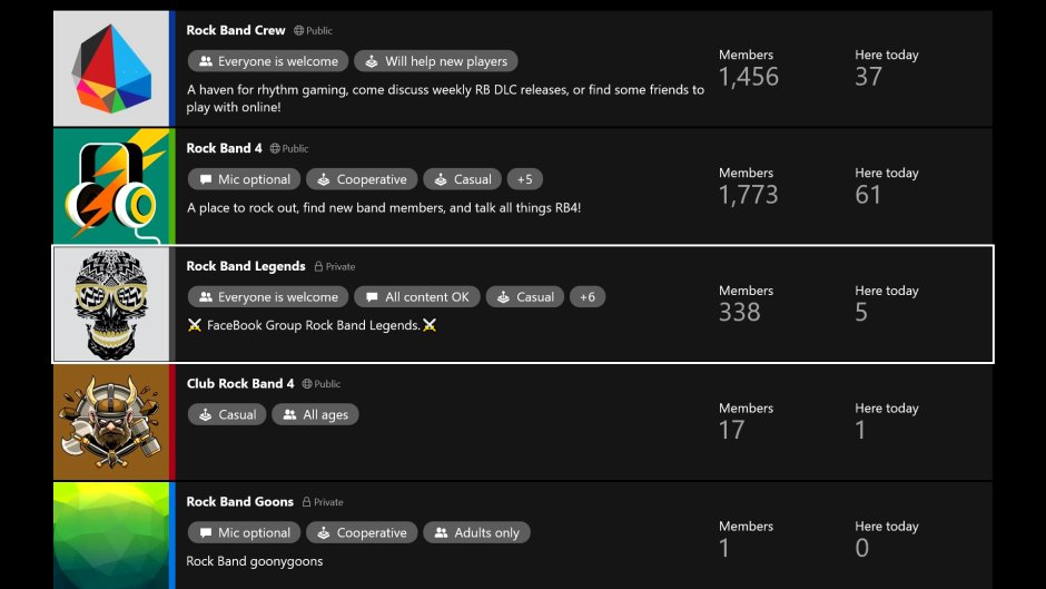 Rock Band Rivals Group List Screenshot
