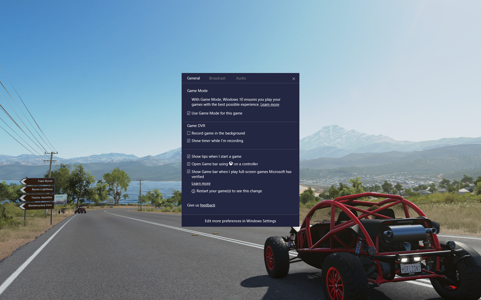 Game bar UI screenshot