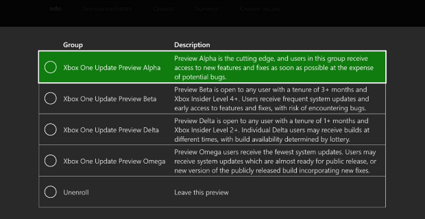 System Update Ring Selection