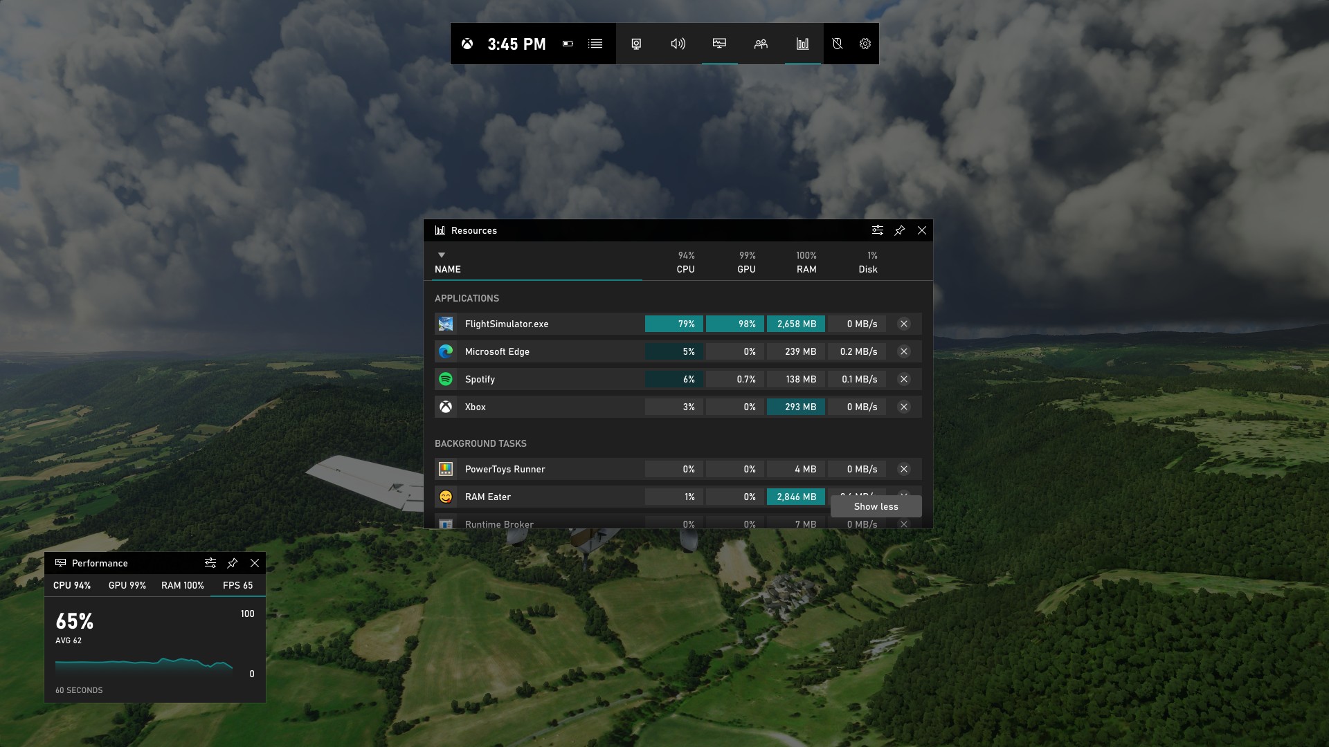 Update der Xbox Game Bar: Das neue Widget für Systemressourcen HERO