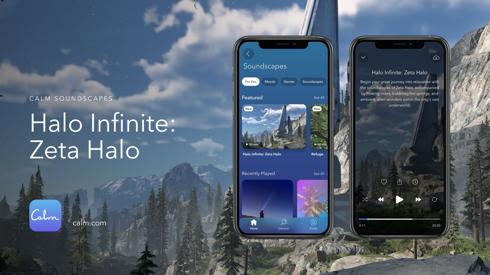 Xbox und Calm Partnerschaft Halo Infinite HERO