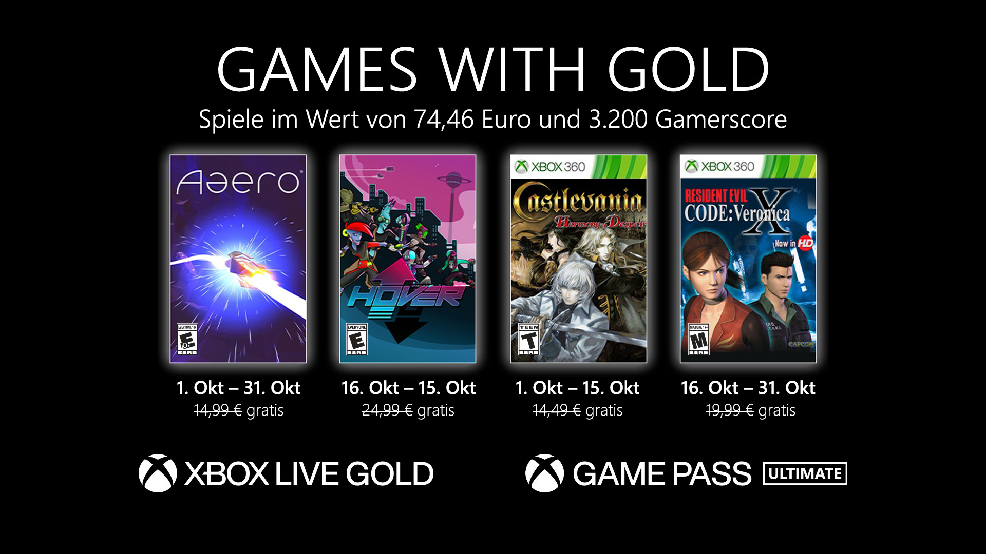 Games with Gold: Diese Spiele gibt es im Oktober gratis