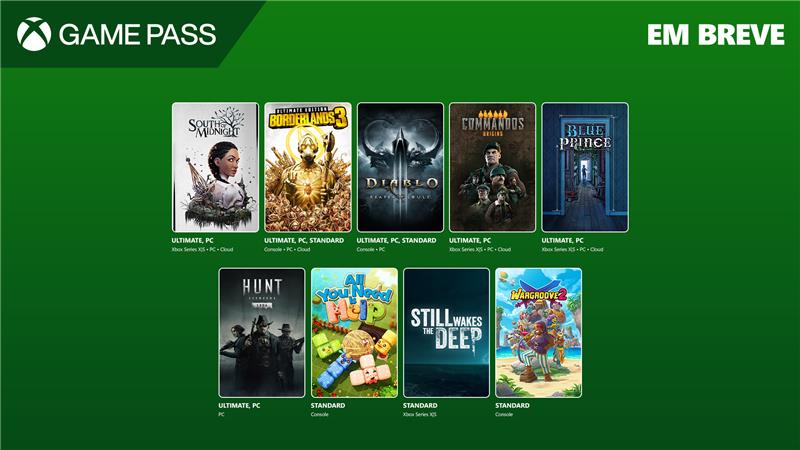 Imagem com imagens de jogos no Game Pass