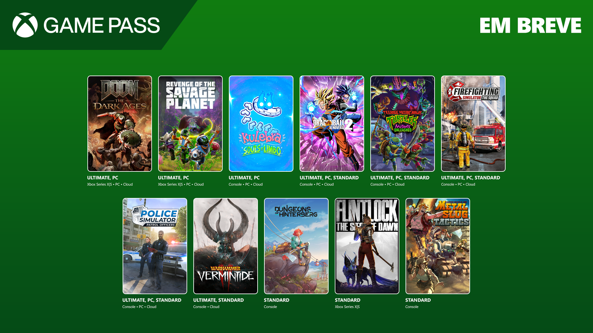 Imagem de jogos do Game Pass