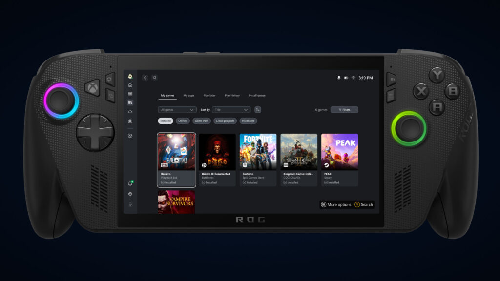 Imagem do dispositivo ROG Xbox Ally X