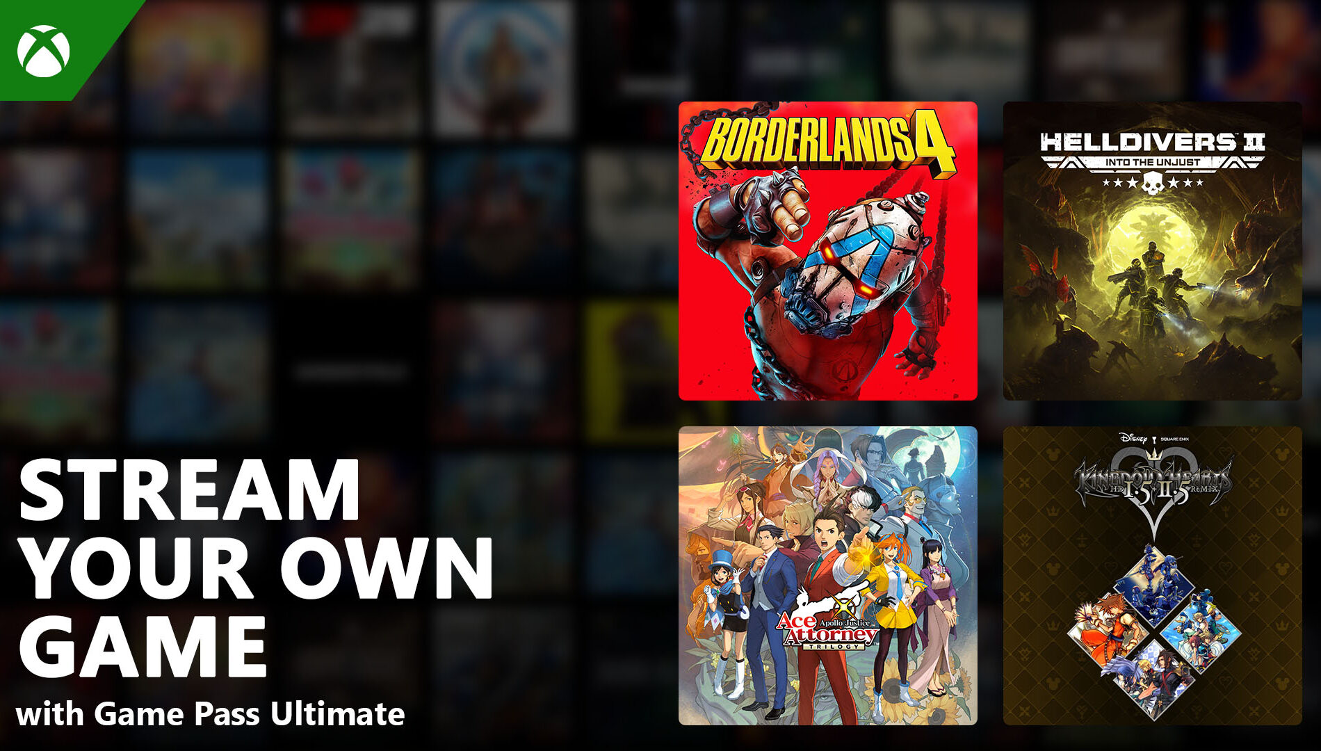 Imagem de vários jogos do recurso Transmita seu próprio Jogo