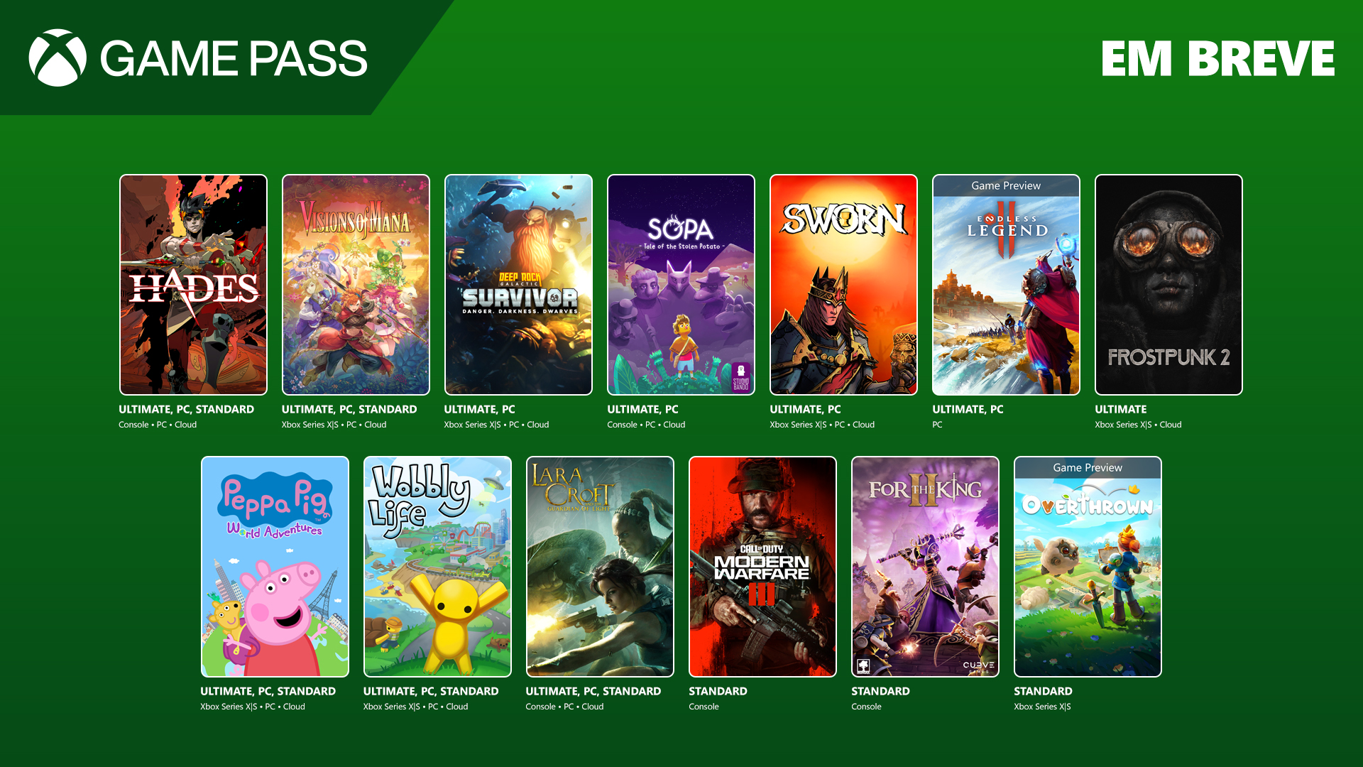 Jogos que chegam no Game Pass