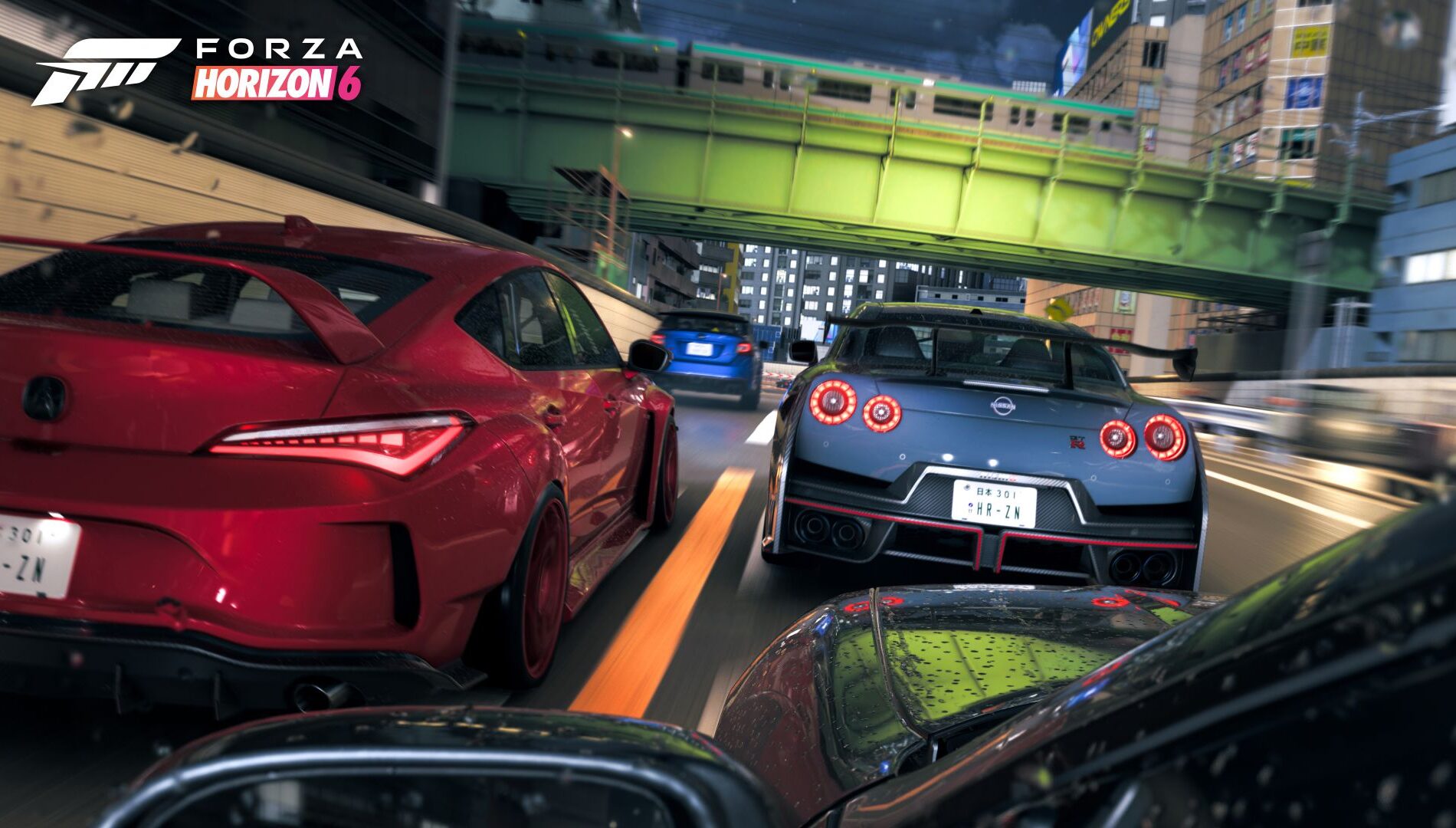 Изображение Forza Horizon 6 с ночным городом и автострадой