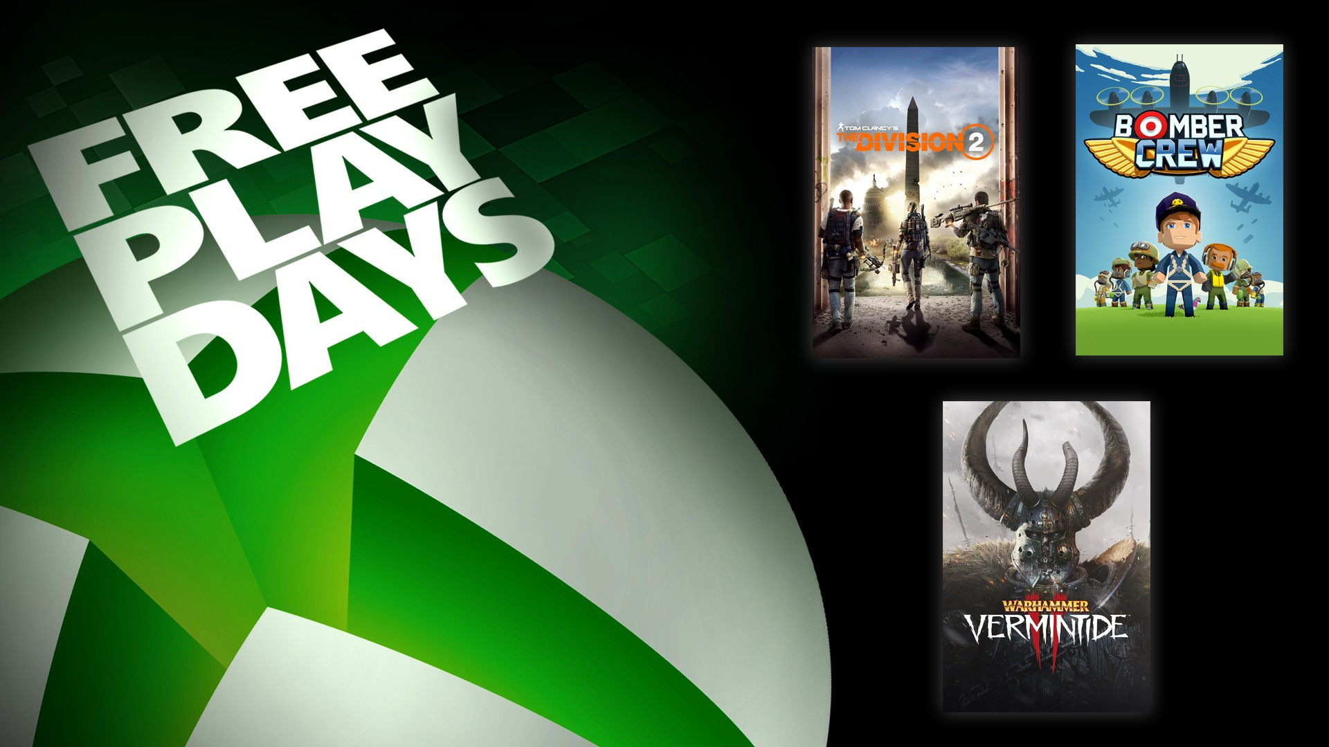 Баннер Дни бесплатной игры: Tom Clancy’s The Division 2, Warhammer: Vermintide 2 и Bomber Crew
