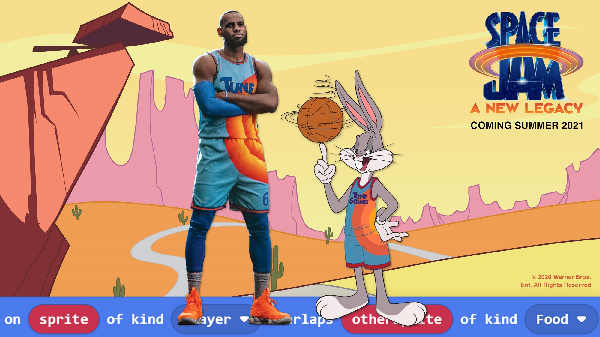 Плакат Леброн Джеймс, Багз Банни и Space Jam: A New Legacy приглашают учеников