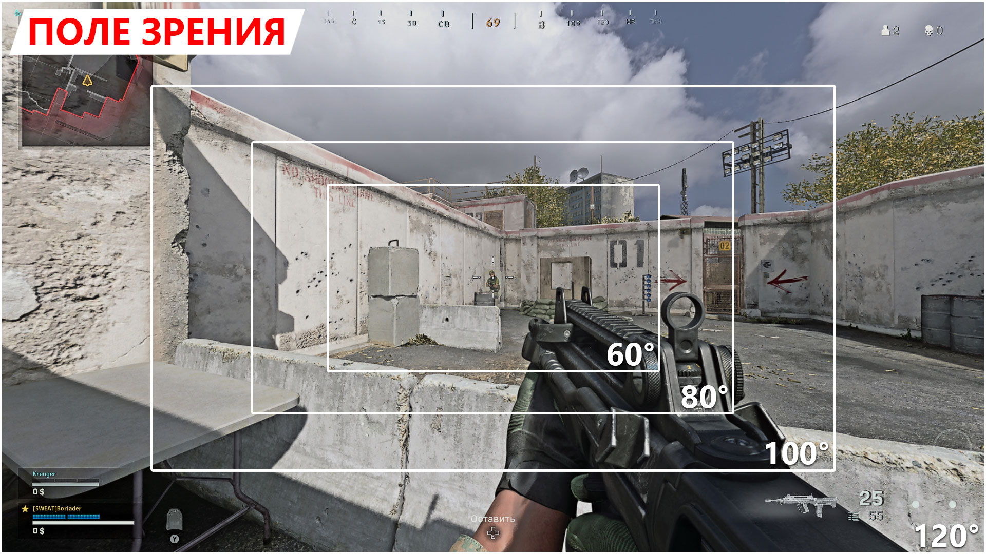 На скриншоте показано Поле зрения